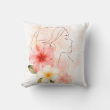 Mädchen schließt die Augen mit Blumen-Aquarell
