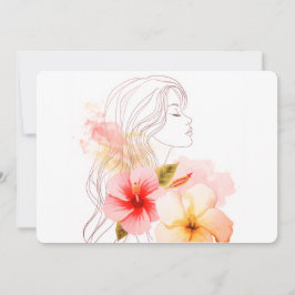 Mädchen schließt die Augen mit roter Blume Einladung