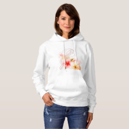 Mädchen schließt die Augen mit roter Blume Hoodie