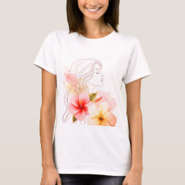 Mädchen schließt ihre Augen mit roter Blume T-Shirt