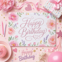 Mädchen Schön Geburtstag Silber Rosa Floral