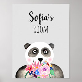 Mädchen Schöne Blume Aquarell Panda und Name Poster