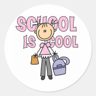 Mädchen-Schule ist cool Runder Aufkleber