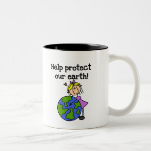 Mädchen Schützen Sie Unsere Erde T-Shirts und Gesc Zweifarbige Tasse