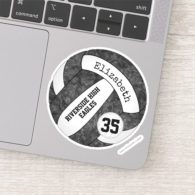 Mädchen Schwarz-weiße Volleyball-Team Name Aufkleber (Detail)