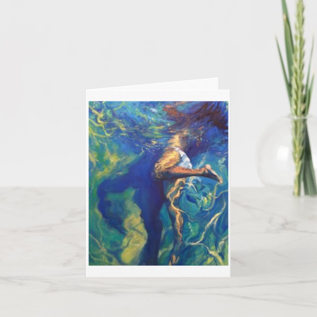 Mädchen schwimmen am Pool Karte (Vorderseite)