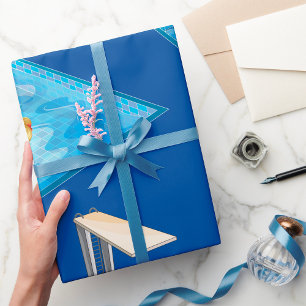 Mädchen schwimmen geschenkpapier