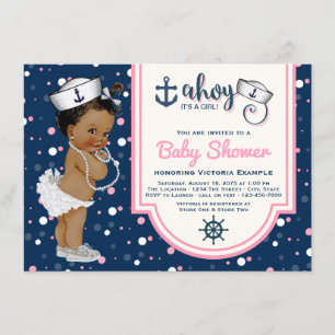 Mädchen-SeeBabyparty-Afroamerikaner Einladung