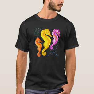 Mädchen Seepferdchen Retro Vintage Meeresfisch T-Shirt