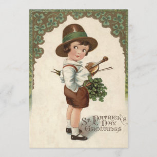 Mädchen Shamrock Violine St. Patrick's Day Karte