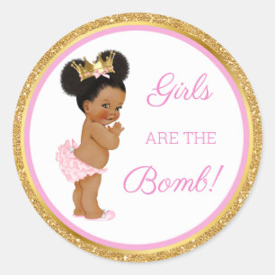Mädchen sind der Knaller! Badgeschenk etc. Pink Go Runder Aufkleber