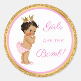 Mädchen sind die Bombe! Bath Gift Etc Pink Gold Kl Runder Aufkleber