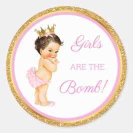 Mädchen sind die Bombe! Bath Gift Etc Pink Gold Runder Aufkleber