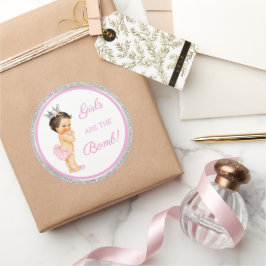 Mädchen sind die Bombe! Bath Gift Etc Pink Silver Runder Aufkleber