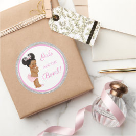 Mädchen sind die Bombe! Bath Gift Etc Pink Silver Runder Aufkleber