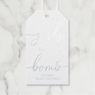Mädchen sind die Bombe-Silber-Foil-Gefälligkeitsta Geschenkanhänger