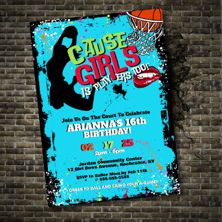 Mädchen sind Spieler zu Basketball Geburtstagslade Einladung