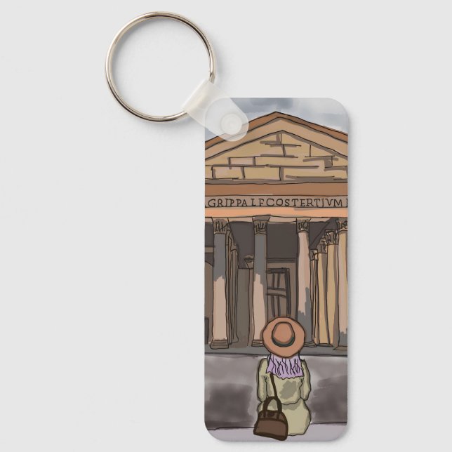 Mädchen sitzt vor Pantheon in Rom. Schlüsselanhänger (Vorderseite)
