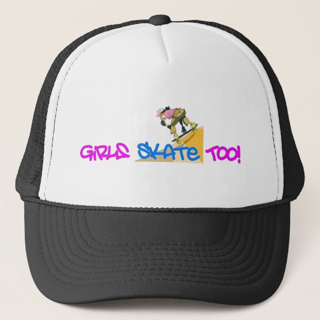 Mädchen Skate auch! -Hut Truckerkappe (Vorderseite)