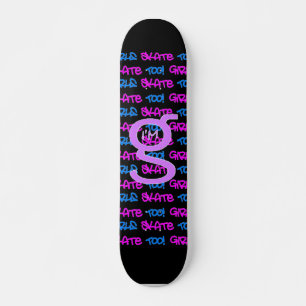Mädchen Skate auch! - Schwarzes Skateboard - (pink