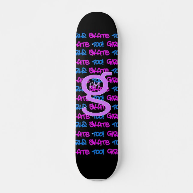 Mädchen Skate auch! - Schwarzes Skateboard - (pink (Vorne)