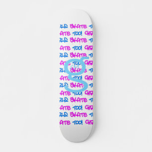 Mädchen-Skate auch! - Weißes Skateboard - (Blau u.