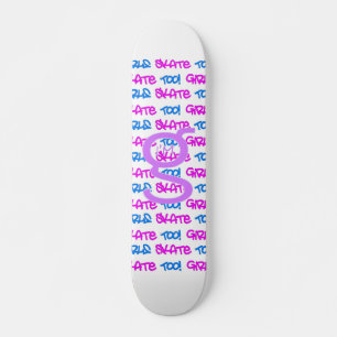 Mädchen Skate auch! - Weißes Skateboard - (pink &