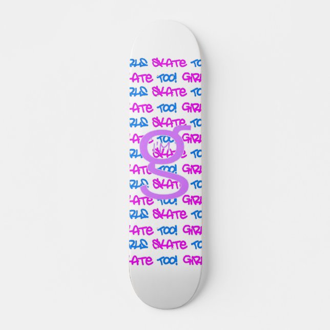 Mädchen Skate auch! - Weißes Skateboard - (pink &  (Vorne)