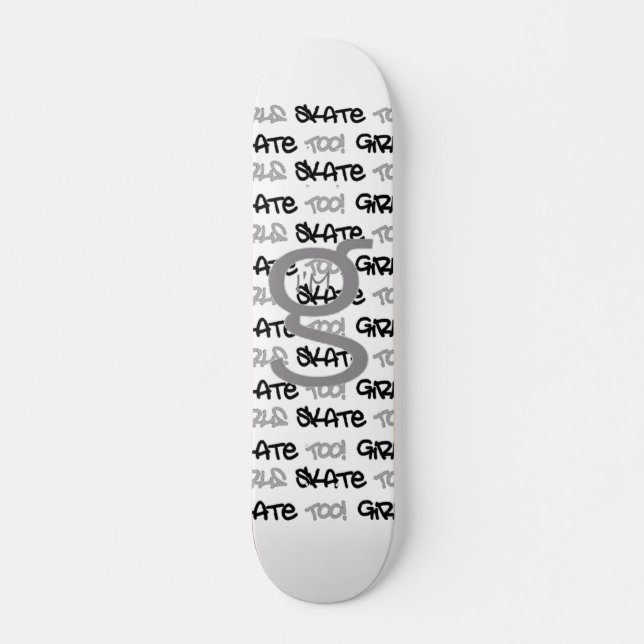 Mädchen Skate auch! - Weißes Skateboard - (schwarz (Vorne)