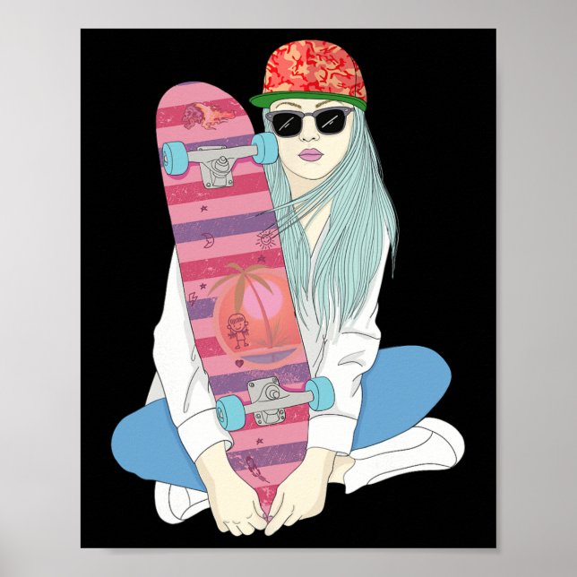 Mädchen Skate Skateboard Skateboarding Machen Eine Poster (Vorne)
