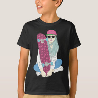 Mädchen Skate Skateboard Skateboarding Machen Eine T-Shirt