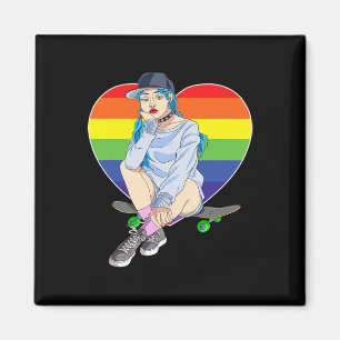 Mädchen Skateboarderin Skater Mädchen Skateboard f Magnet