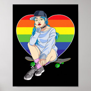 Mädchen Skateboarderin Skater Mädchen Skateboard f Poster