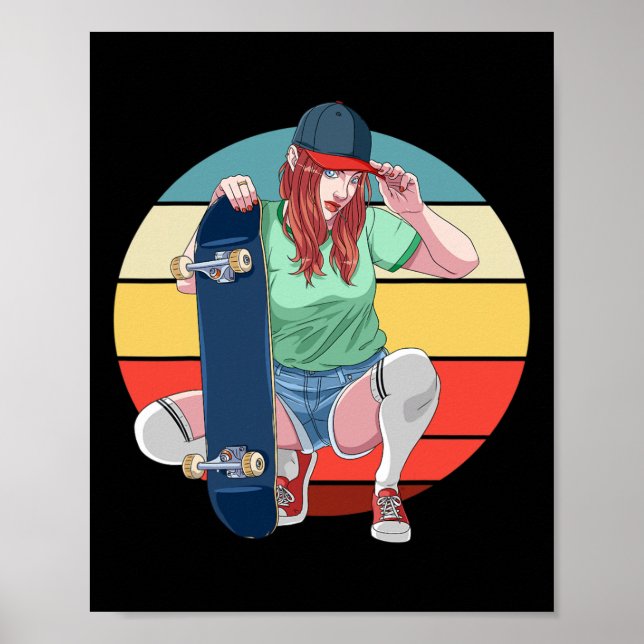 Mädchen Skater Skateboarderin Mädchen Skateboardfa Poster (Vorne)