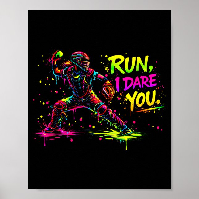 Mädchen Softball Catcher Grafik Fett Farbe Spritze Poster (Vorne)