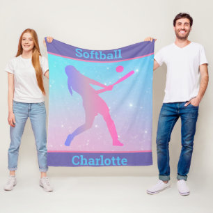 Mädchen Softball Pastell Fleece-Decke Fleecedecke