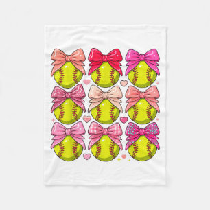 Mädchen Softball Pink Coquette Bogen Softball Vibe Fleecedecke