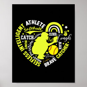 Mädchen Softll Catcher Großartig für Teenager Herz Poster