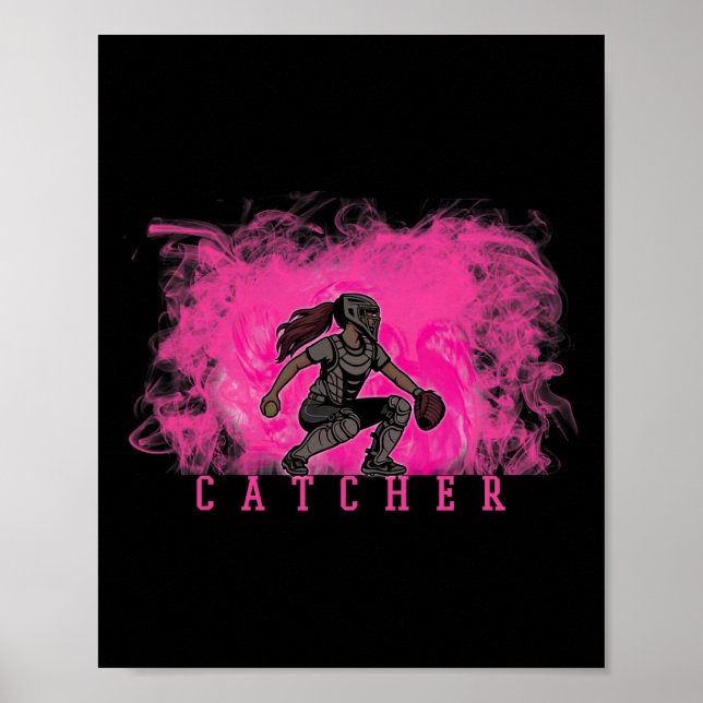 Mädchen Softll Catcher In Gear Mit Rosa Rauch Ckgr Poster (Vorne)