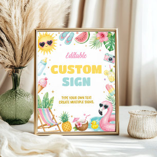 Mädchen Sommer Strand Baby Shower Party Tischschil Poster