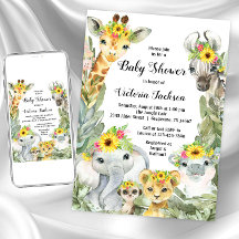Mädchen Sonnenblumen Safari Baby Shower