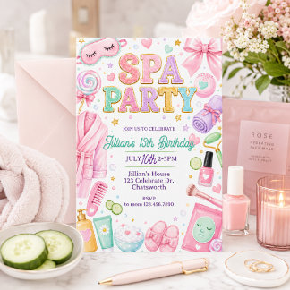 Mädchen-Spa-Party-Geburtstag | Übernachtung-Spa-Ta Einladung