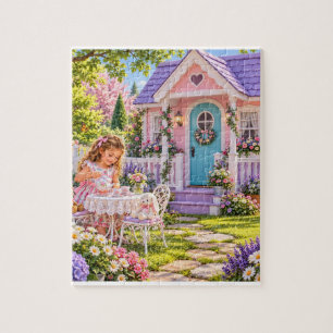 Mädchen spielen Haus Puzzle