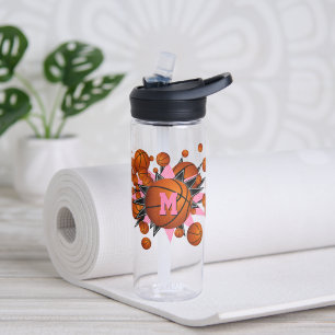 Mädchen spielen rosa schwarze Basketballstars Trinkflasche