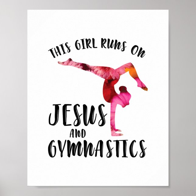 Mädchen spielt auf Jesus und Gymnastik - Acrobatic Poster (Vorne)