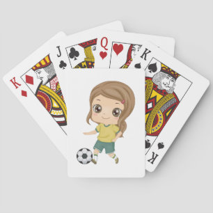 Mädchen spielt Fußball Süße Kindersportarten Spielkarten