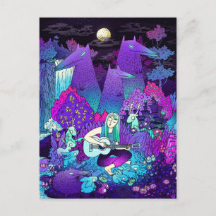 Mädchen spielt Gitarre Postkarte