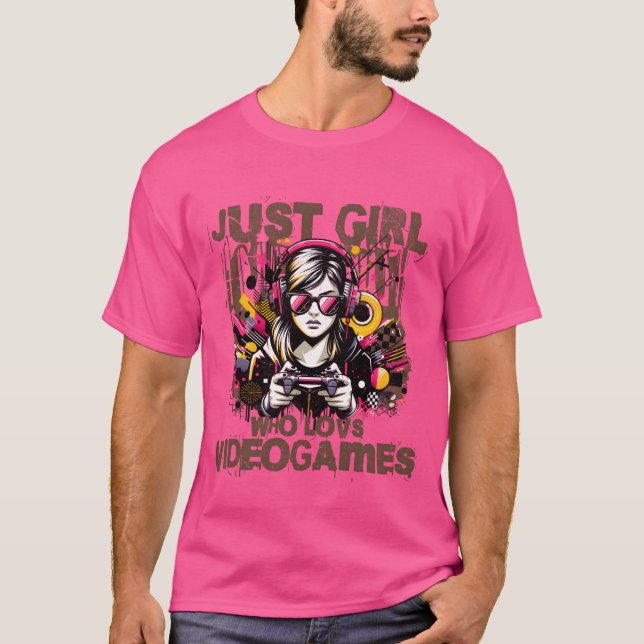 Mädchen spielt Videospiele Junge Mädchen T-Shirt (Vorderseite)