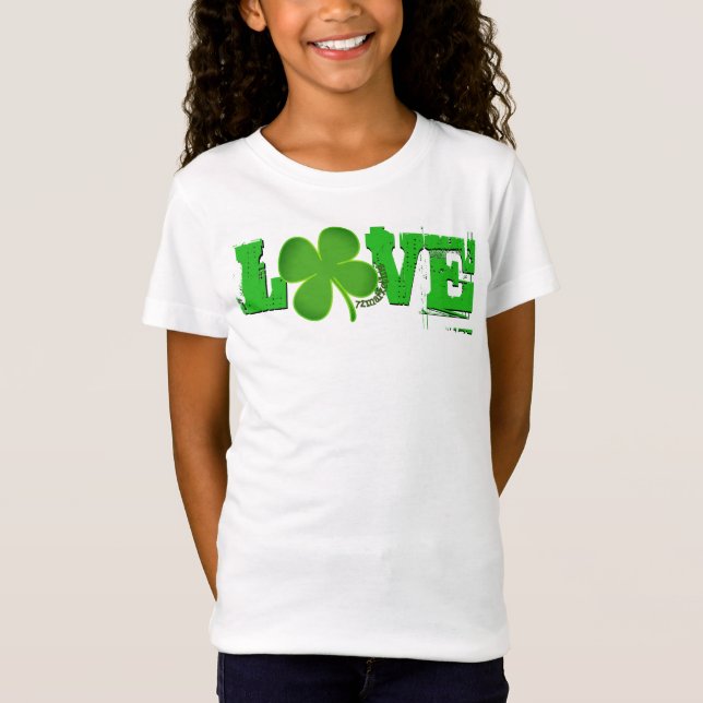 Mädchen-Spitzenpaddy-Shirt Liebe-St. Patricks T-Shirt (Vorderseite)