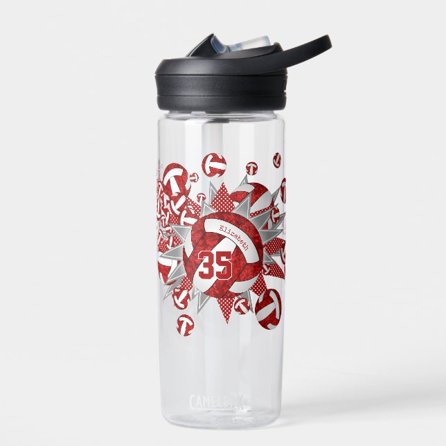 Mädchen Sporenrotes, weißes Volleyballstar Trinkflasche (Links)